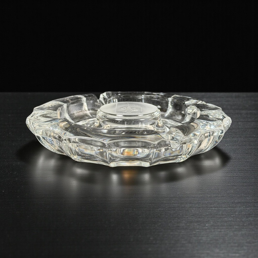 Vintage Heavy Glass Ashtray Oak Leaf Since 1888 Logo Clear Glass 7.5"